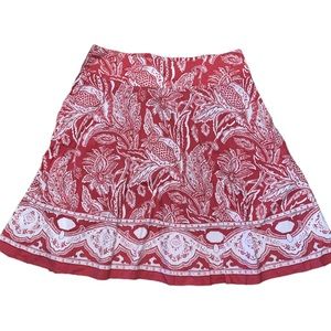 Talbots 3/4 Circle Skirt Red Tapestry Pattern size 12p